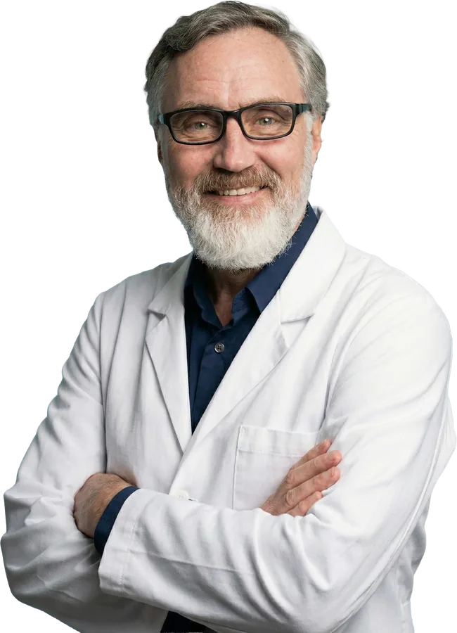 Illustrative researcher character discussing the DentaBiome formula